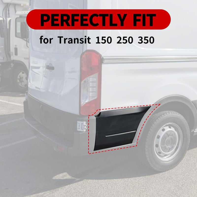 APASQRO Rear Right Lower Quarter Panel Trim Molding for Transit 150 250 350 2015-2019, Bumper Cover Extension End Cap Accessories, Matte Black, Passenger Side - Image 4